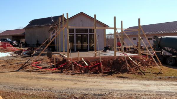 Construction of the tasting room addition has begun